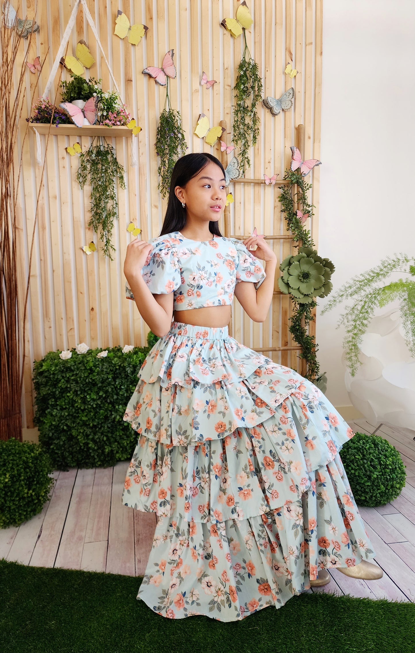 Peaches Ruffle Skirt & Top (Lengha Version)
