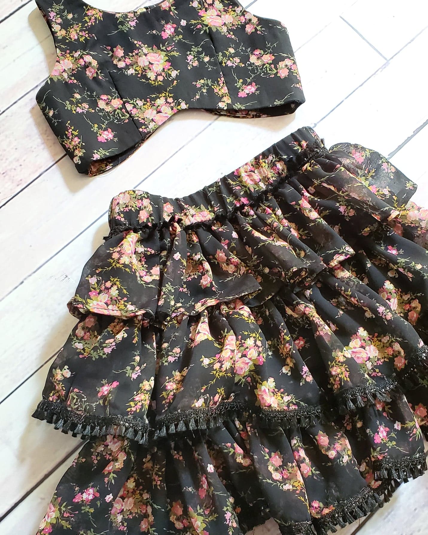Senorita Black Floret Ruffle Skirt