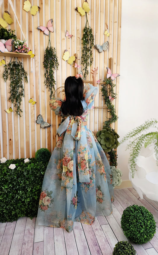 Amalfi Blue Organza Skirt & Top (Lengha Version)