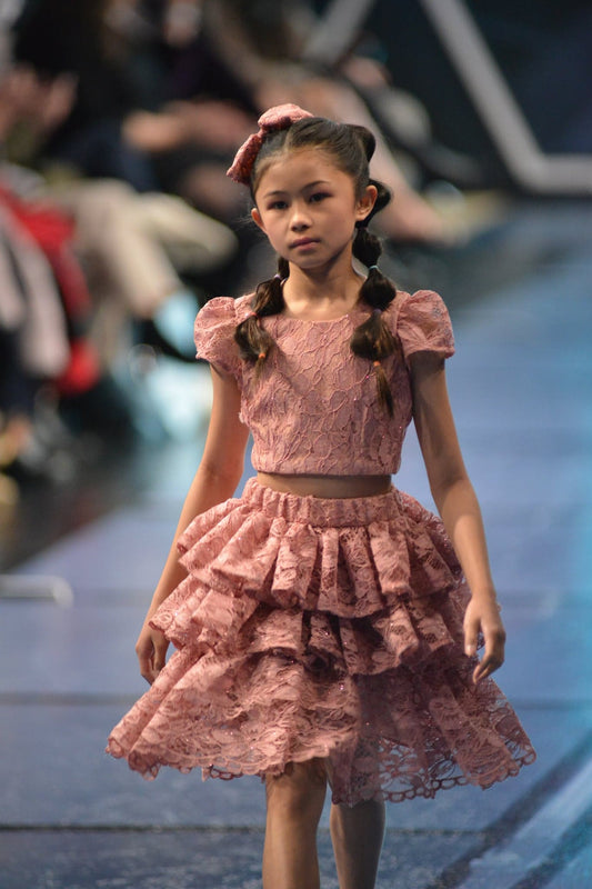 Rose Tuscan Lace Ruffle Skirt & Top