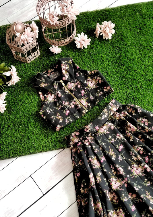 Secret Garden Black Floret Skirt & Top