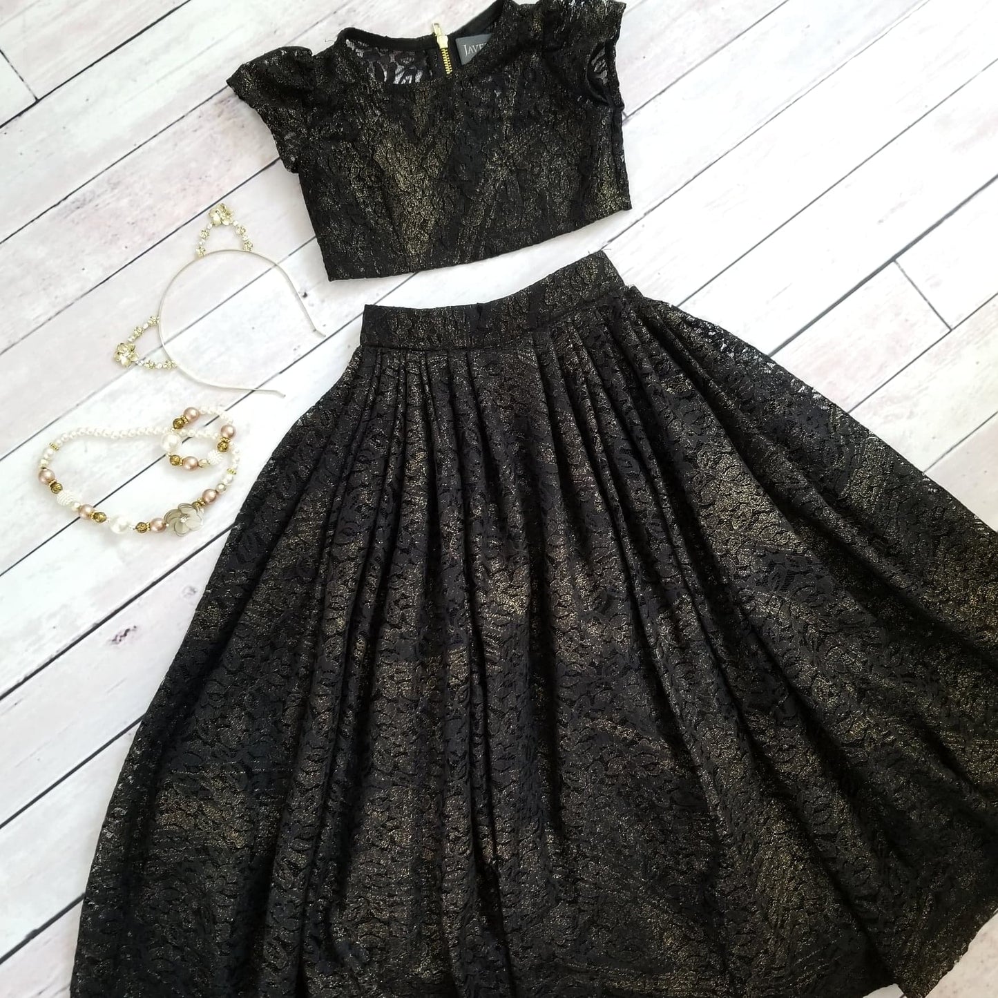 Shimmer Lace Skirt & Top