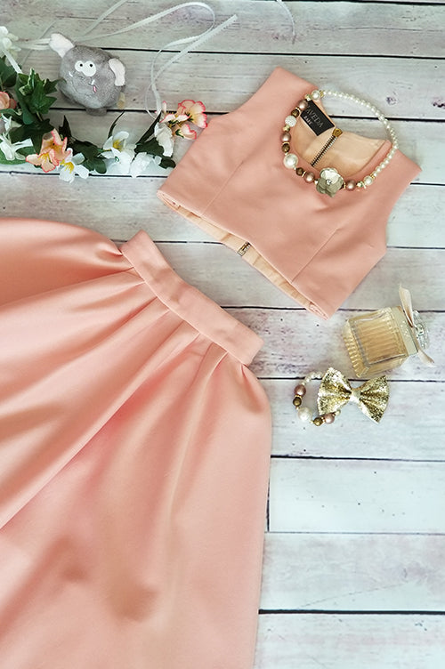 Avisa Peach Skirt&Top